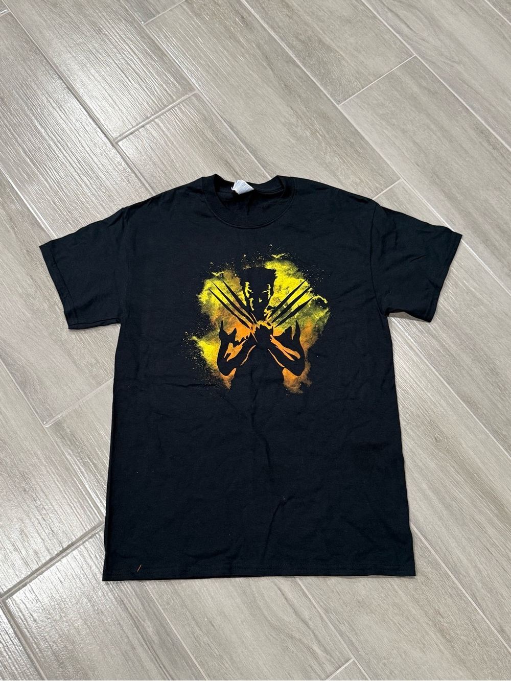 Black Graphic Wolverine Tee - Yellow Accent